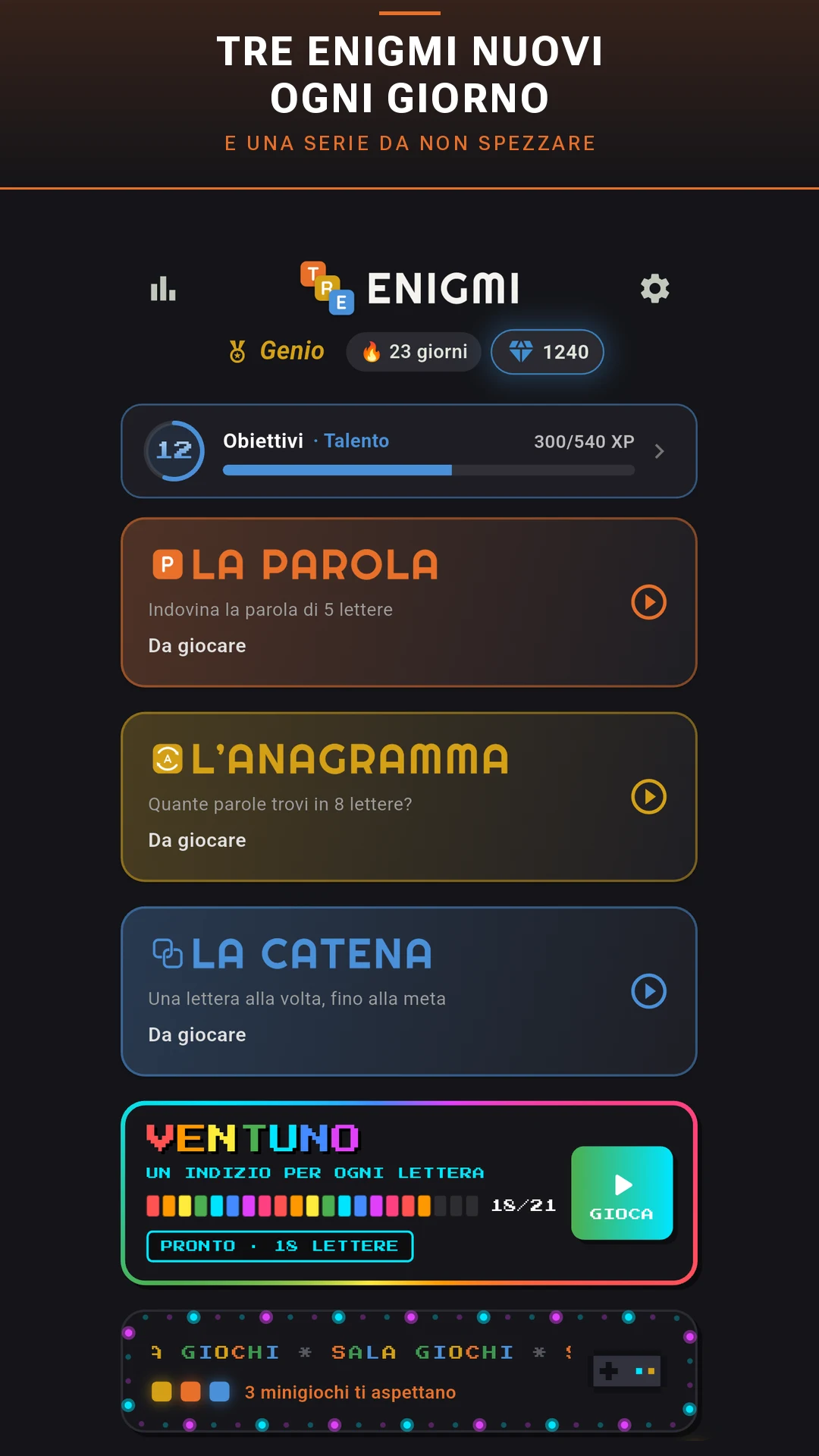 Tre Enigmi: Parole e Anagrammi screenshot